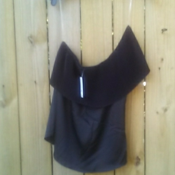 𝅺NWT-  B.P. Deep Black Pleated One-Shoulder Blouse - Picture 4 of 8